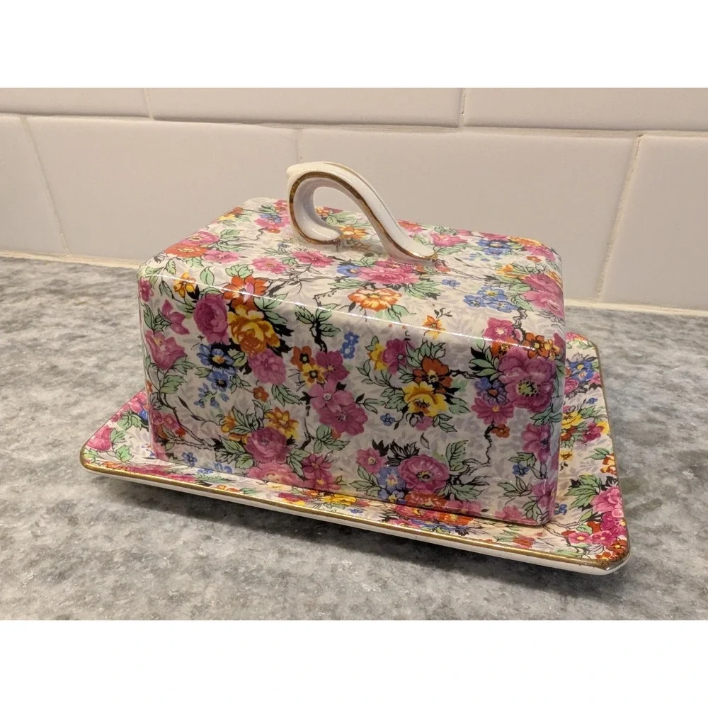 Lord‎ Nelson Floral with Gold Trim Marina 2 Piece Butter Dish